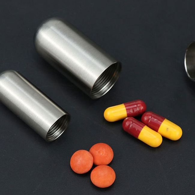 Portable Mini Stainless Steel Sealed Capsule Waterproof Pill Box