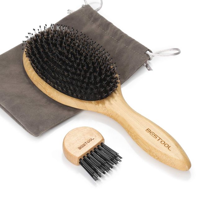 Boar Bristle & Nylon Hair Brush Oval -static Paddle Comb Scalp Massage Hair  Care Tool