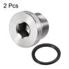 sourcing map Stainless Steel Inner Hex Head M20x1.5 Pipe Fitting Plug with Seal Ring for Terminate Pipe Ends 2Pcs
