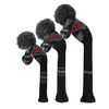 Scott Edward Grey Red Black Abstract Pattern Golf Head Covers Set of 3 Wood Clubs, with Rotating Number Tags
