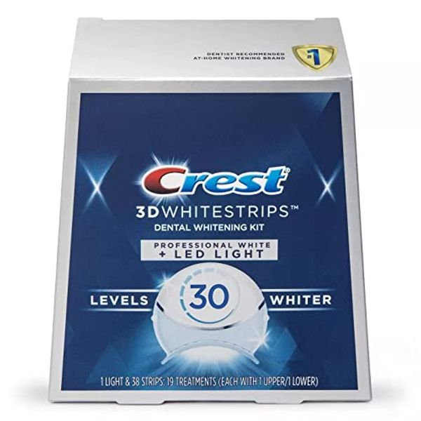 Crest 3D Whitestrips Professional White with Hydrogen Peroxide + LED Light Teeth Whitening Kit - 19 Treatments