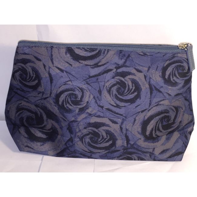 Lancome Blue Floral Print Makeup Cosmetic Bag/Travel Case BEAUTIFUL *