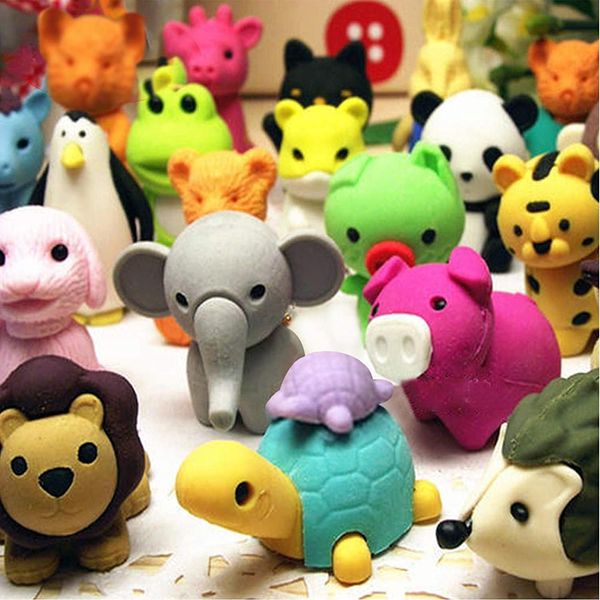 3 otters 50PCS Animal Pencil Erasers, Desk Pets for Kids Classroom, Cute Erasers Back to School Supplies for Kids, Party Favors