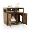 Cat Litter Box Enclosure w/ Double Barn Doors Divider Side Entry Storage Shelf