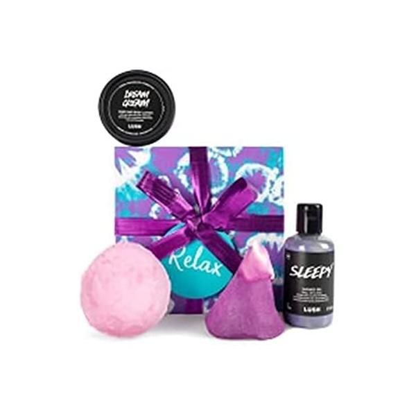 ! LUSH Relax Gift Set with Shop Bag, Bath Bomb, Bath Salts, Shower Gel, Lotion Set