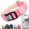 WhoseID Dog Collar with Waterproof AirTag Holder & Anti-Lost QR Code, Cute Bling Warpping Adjustable Width for Small Medium Large Pet (Red, S)