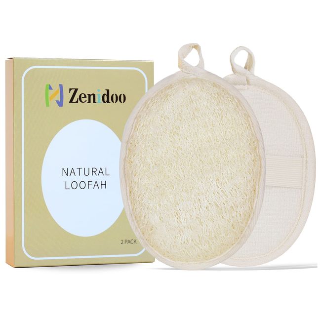 2 Exfoliating Loofah Pads body scrubber bath sponge, All-Natural