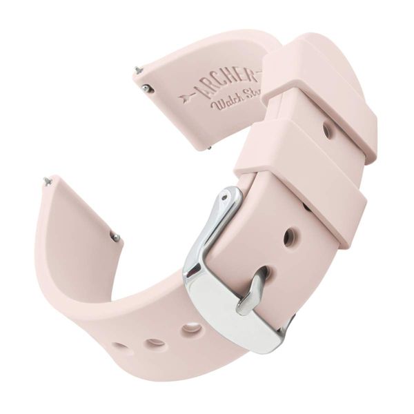 Archer Watch Straps - Soft Silicone Quick Release Watch Bands (Pale Rose, 24mm)