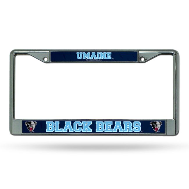 Rico Industries NCAA Maine Black Bears 12" x 6" Silver Chrome Frame W' Decal Insert Car/Truck/SUV Auto Accessory