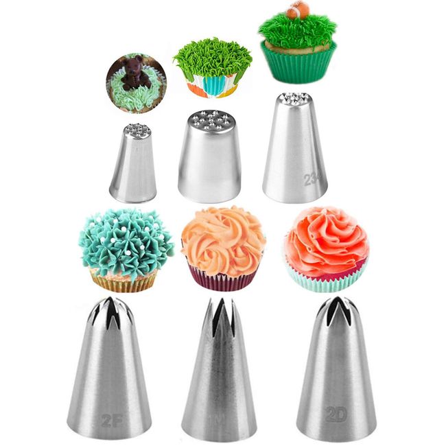 Stainless Steel Mont Blanc Tips Flower Tips Fresh Cream Piping Tips Cake Decorating Pastry Tools (Set of 6)