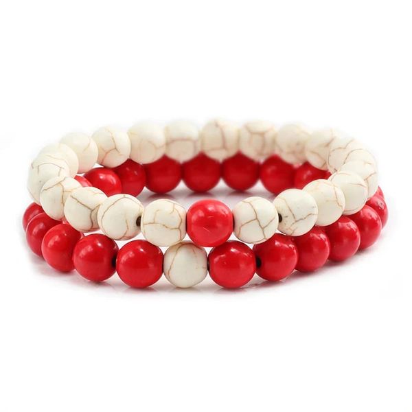 Hemasa 2Pcs/Set Classic Natural Stone Bracelet /8mm Beads Bracelets for Women Color 3