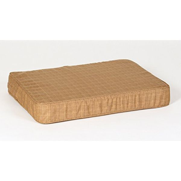 Small Beige Plaid Orthopedic Foam Dog Bed