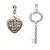 2-Piece Key-to-My-Heart Silvery Ceiling Fan Pulls Set