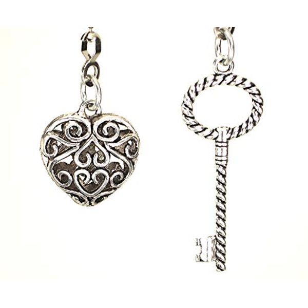 2-Piece Key-to-My-Heart Silvery Ceiling Fan Pulls Set