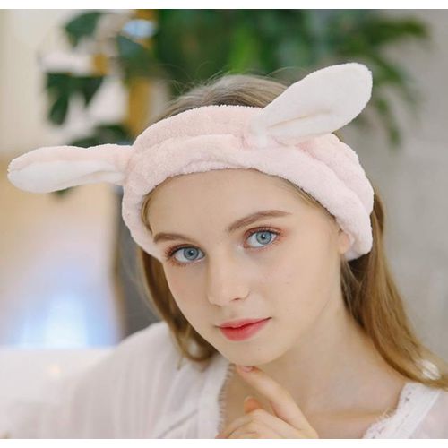 Makeup Headband Women's Cute Rabbit Ears Makeup Fashion Plush Hairband Fashion Cute Fluffy Elastic Makeup Headband Hairband for Shower, Face Washing, Facial Mask, Spa, Cosplay, Party (Purple)