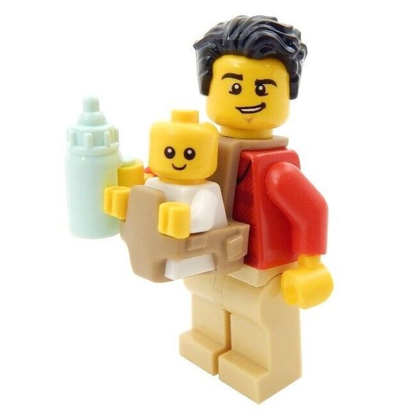 NEW LEGO DAD with Baby in Carrier MINIFIG LOT minifigure city town father figure