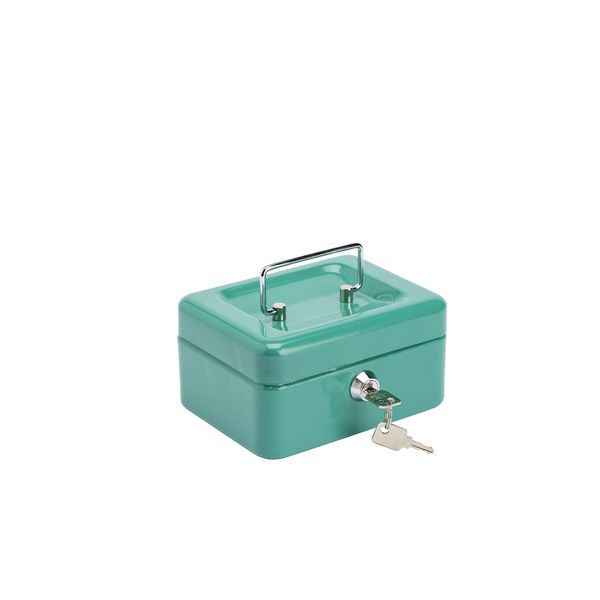 Burg-Wächter lockable cash box with key and coin insert, small, sheet steel, Money 5015, turquoise-green