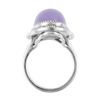 Esse Marcasite Sterling Silver Large Lavender Jade Oval Cocktail Ring - Size L