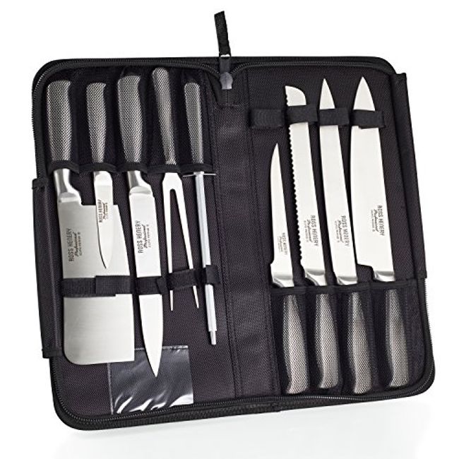 Professional Knives, Premium Stainless Steel 9 Piece Chefs Knife Set in Case