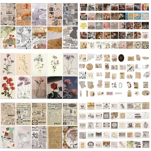 165 Stück Sticker Vintage, Scrapbooking Sticker Set Retro Washi Aufkleber Aesthetic Bullet Journal Sticker für DIY Scrapbook Zubehör Journaling Fotoalbum Laptop Notizbuch Kalender Tagebuch