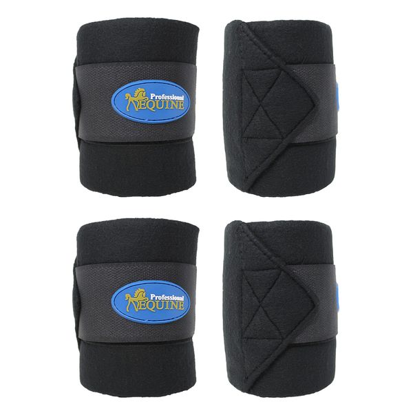 CHALLENGER Horse Tack Grooming Leg Set of 4 Fleece Polo Wrap Black Equine Care Rodeo 95R13