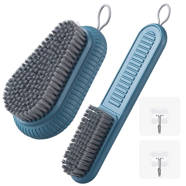 2PCS Heavy Duty Fingernail Brush for Men, Nail Brush for Cleaning Fingernails, Durable Stiff Bristles Fingernail Nail Hand Scrub Brush Toes Nail Brush Handle Grip Nail Brush for Gardener Mechanics