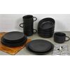 Best kitchen Wazee Matte Coupe Dinnerware Set, 16 Pc, Black