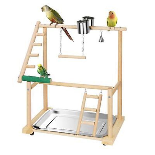 Ibnotuiy Pet Parrot Playstand Parrots Bird Playground Bird Play Stand Wood Perch