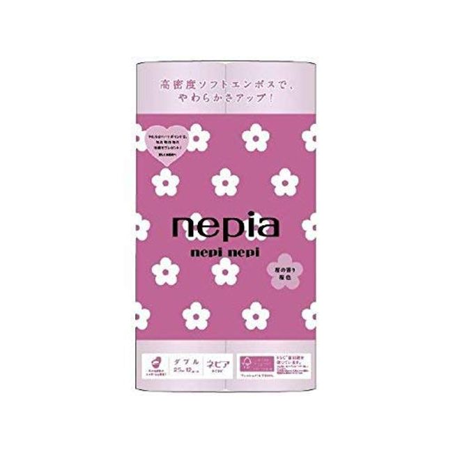 Nepia Nepi Nepi Toilet Roll, 12 Rolls, Double Cherry Blossoms, Set of 3