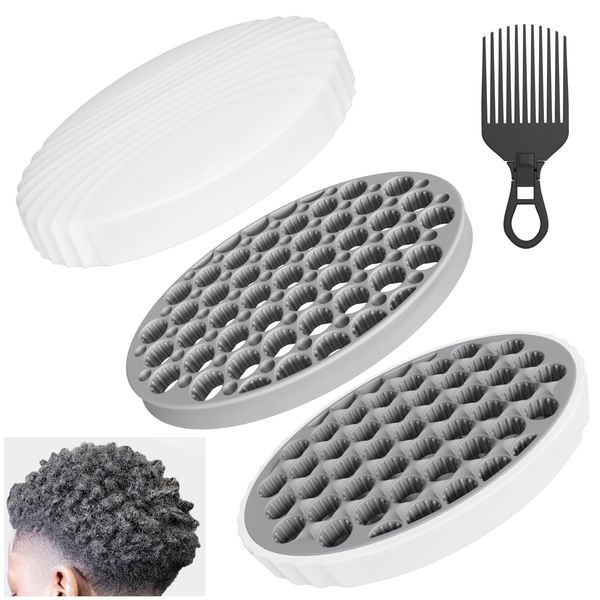 Silicone Curling Hair Brush Set with a Comb for Men Women, Curl Brush for Afro Hair, Twist Brush for Afro Curls,Washable and Durable,Two-Sided Use (Gray, 1 Pcs)