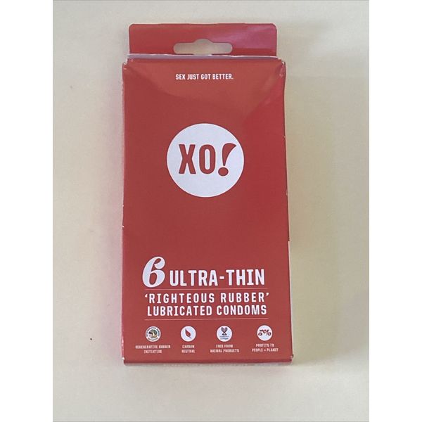 XO! Ultra-Thin, Righteous Rubber Lubricated Condoms, Unscented, 6 Condoms