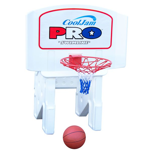 SWIMLINE Pool Basketball Hoop Poolside Game COOL JAM Heavy Duty With Metal Rim For Kids & Adults, Swimming Splash Hoops Games With Midsize Water Basketball, Toy For Pools, Outdoor Summer Hoops 9195M