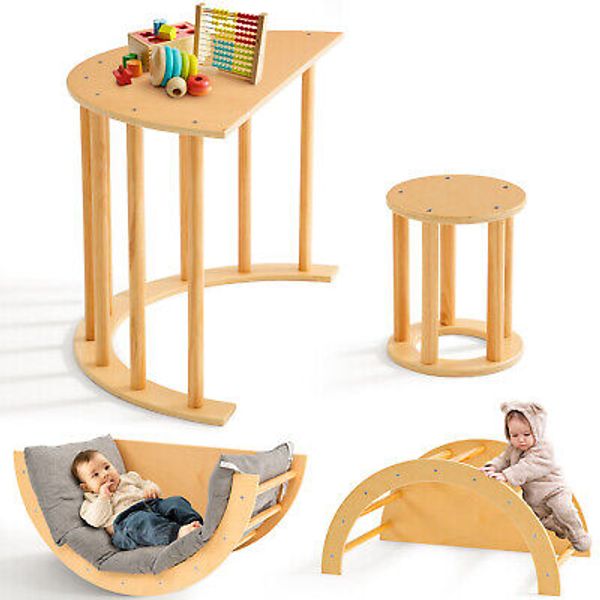 NAIZEA Pikler Triangle Set with Cushion 5in1 Wooden Baby Play Gym Swedish Ladder