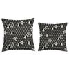 Corgi Cute Traditional Japanese Kimono Wagara Pattern Black Throw Pillow