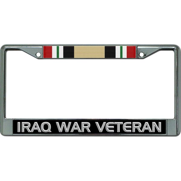 Iraq War Veteran Chrome License Plate Frame