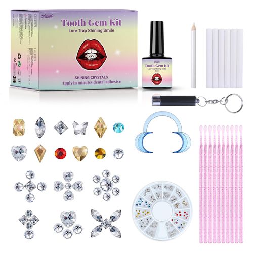 Tseriact Tooth Gem Kit, DIY Tooth Gems, Sparkling Tooth Gems with 120 Crystals for Teeth Decor, Diamond Crystal Tooth Jewelry for Teeth Women Bling (Style B)