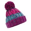 Beechfield Junior Corkscrew Pom Pom Beanie - Stripe Design - Retro Blues