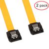 LINESO 2Pack 90 Degree Right-Angle SATA III Cable 6.0 Gbps with Locking Latch 32Inch Yellow