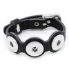 Libby's Market Place Chunk Button Bracelet - Adjustable Strap - 3 Buttons - (Black)