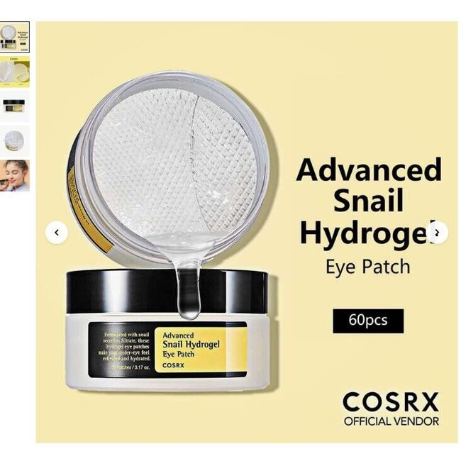 COSRX Advanced Snail Hydrogel Eye Patch 60 Count Depuffs, Refreshes, Hydrates