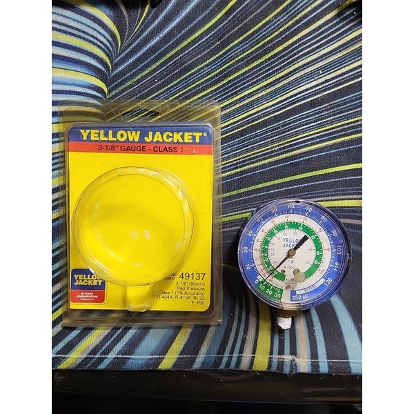 Yellow Jacket 49137 Blue Manifold Pressure Gauge 3 1/8"  R404A R410A R22