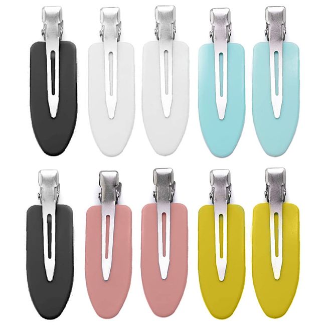 Androxeda 10 Stück Nahtlose Haarspange, Haar Pin Curl Clips kein Verbiegen Haar Spangen für Haarstyling, Make Up（2x schwarz, 2x weiß,2x rosa，2x Blau，2x Gelb）