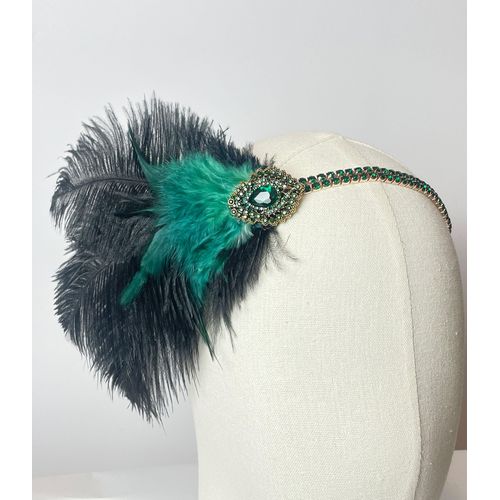 changyexi Women’s 1920s rhinestone Flapper Headpiece Roaring 20s Great Gatsby Headband Hair Accessory (green, One size)