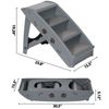 Wide Foldable Pet Stairs 4 No Slide Steps w/ Support Frame for High Bed Gray