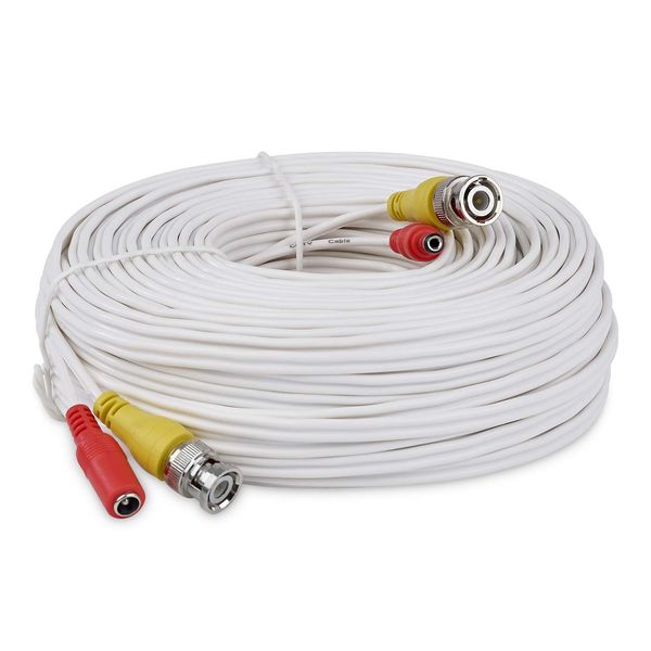 SSL BNC Video Power Cable For CCTV Camera DVR Security System (20M, White)
