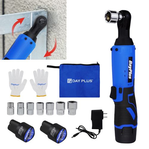 AutoBaBa Cordless Electric Ratchet Wrench Kit, 3/8 Inch Power Ratchet Wrench, 12V Battery Ratchet Tool Kit with 2-Pack 1.5Ah Li-Ion Batteries and Fast Charge, 7 Sockets (10/11/12/13/14/15/17mm)