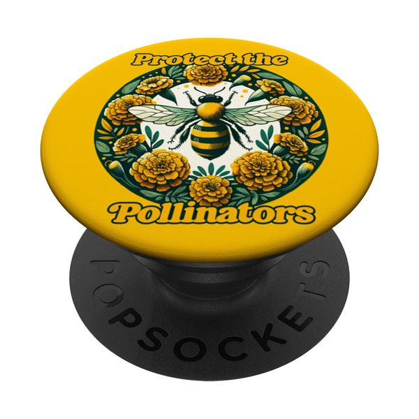 Protect the Pollinators Bee Art Ringelblumen PopSockets mit austauschbarem PopGrip