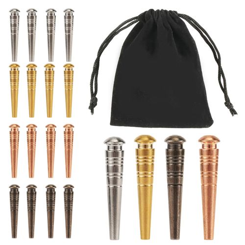 16pcs Cribbage Pegs, Metal Game Pegs Fit 1/8 Holes Conical Design Board Games Pins Cribbage Pins with Drawstring Storage Pouch Cribbage Board Pegs Bulk for Friends Game Family Unique (Multicolored)