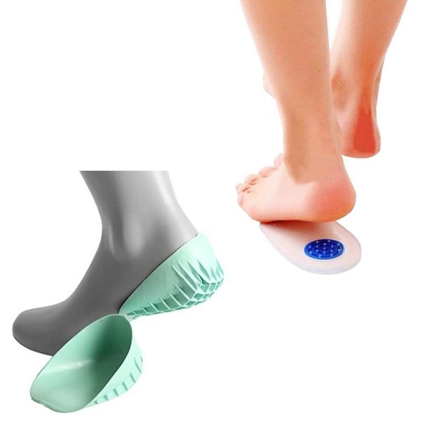 PEDIMEND Gel Heel Cushion with Removable Spur + Silicone Gel Shoe Insert Pads Green (2PAIRS - 4PCS), Additional Support for High Impact Activities, Shock Absorption Heel Pad, Unisex, Foot Care