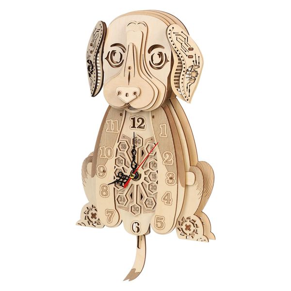 Beagle Clock: 3D Wooden Puzzle for Adults Christmas-Themed Wooden Clock Kits to Build with Wall Clock Pendulum